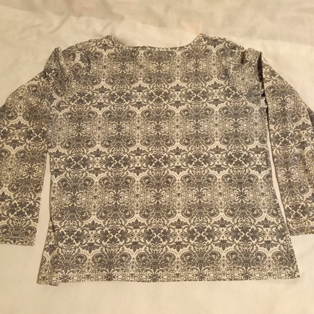 Made for Life XL Long Sleeve Cotton Shirt Women Black/White Design